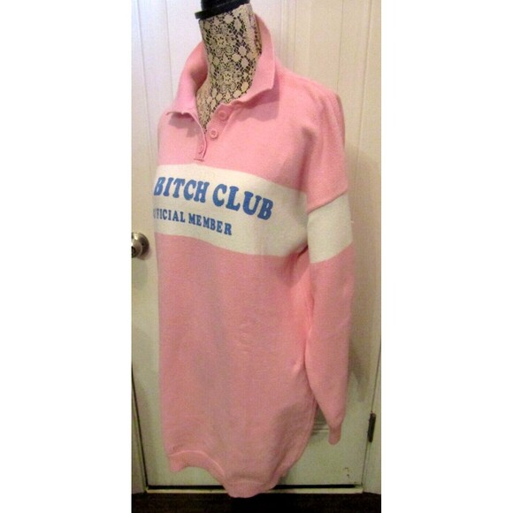Fashion Nova Sweater Dress Pink 90s B@tch Club Join The Club Mini Dress XL - Picture 2 of 7